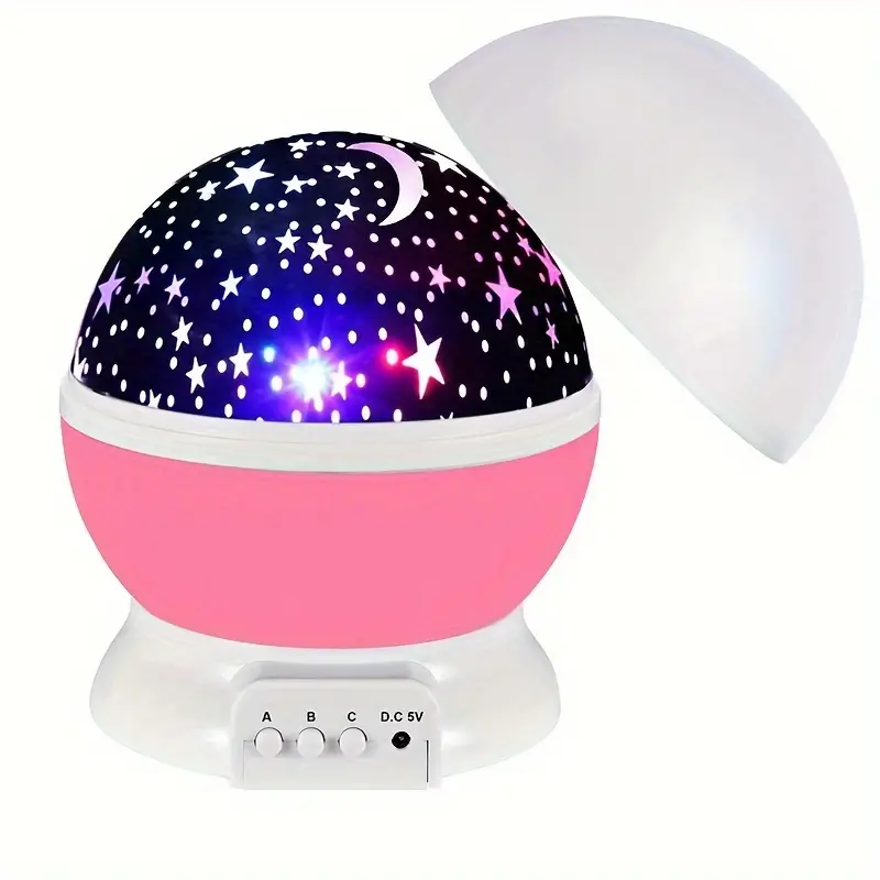 Veilleuse projecteur d'étoiles LED rotative, bleu ou rose, rose