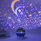 Veilleuse projecteur d'étoiles LED rotative, bleu ou rose