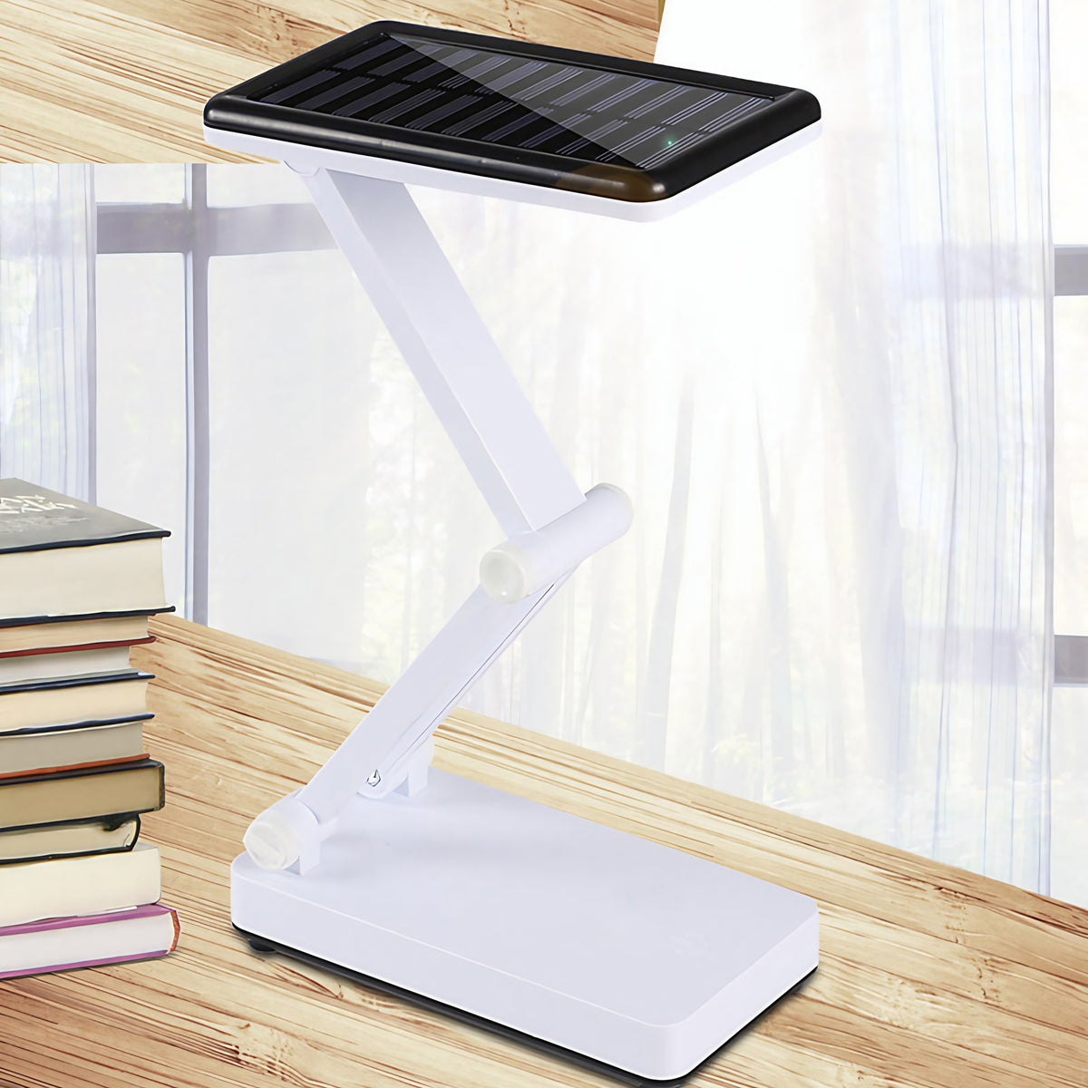 Lampe solaire LED pliable pour l'extérieur et le camping, blanc
