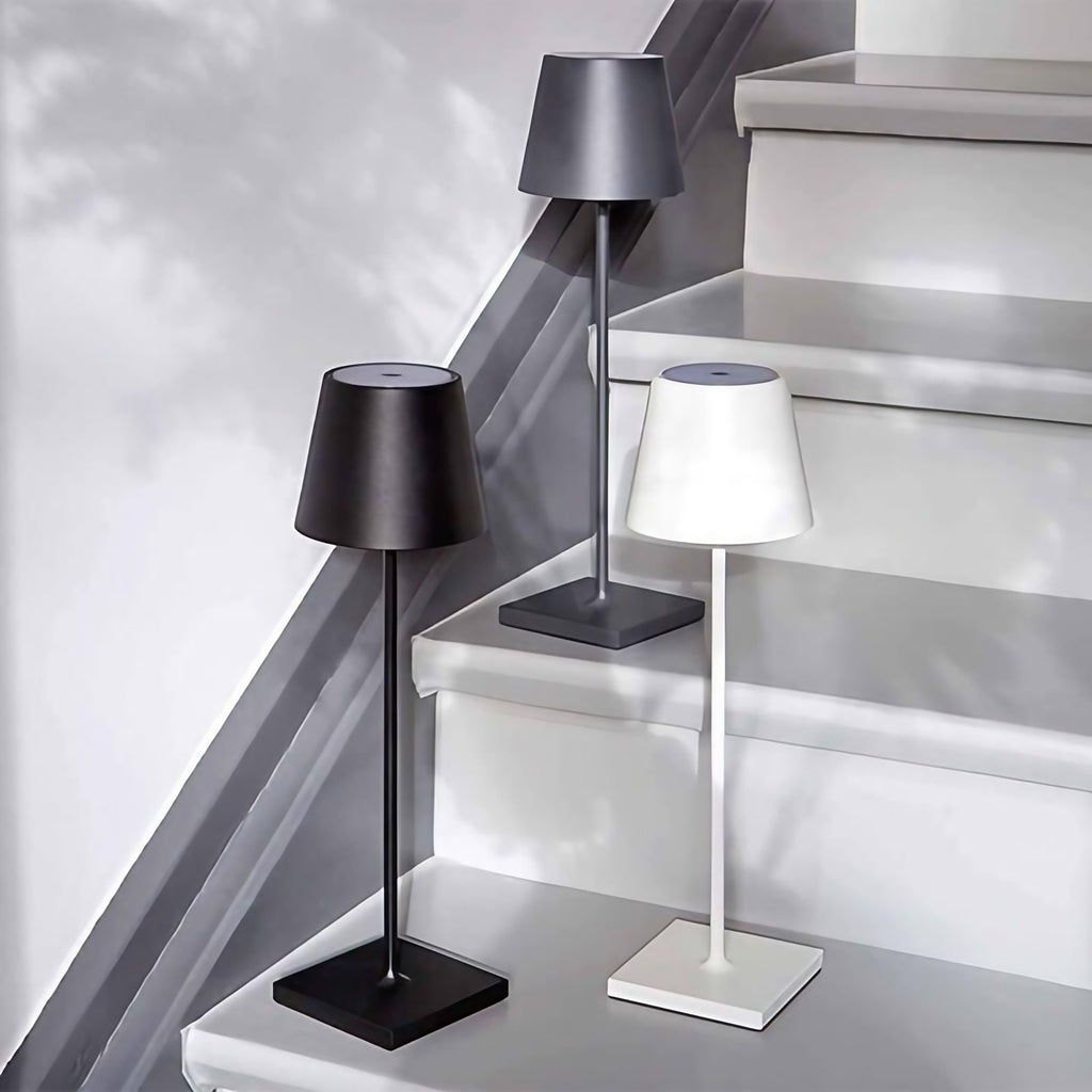 Lampe de table LED sans fil étanche en aluminium, 38 cm, gris