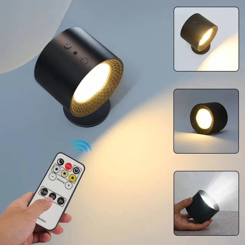 Applique LED sans fil aimantée, orientable à 360°, rechargeable, noir