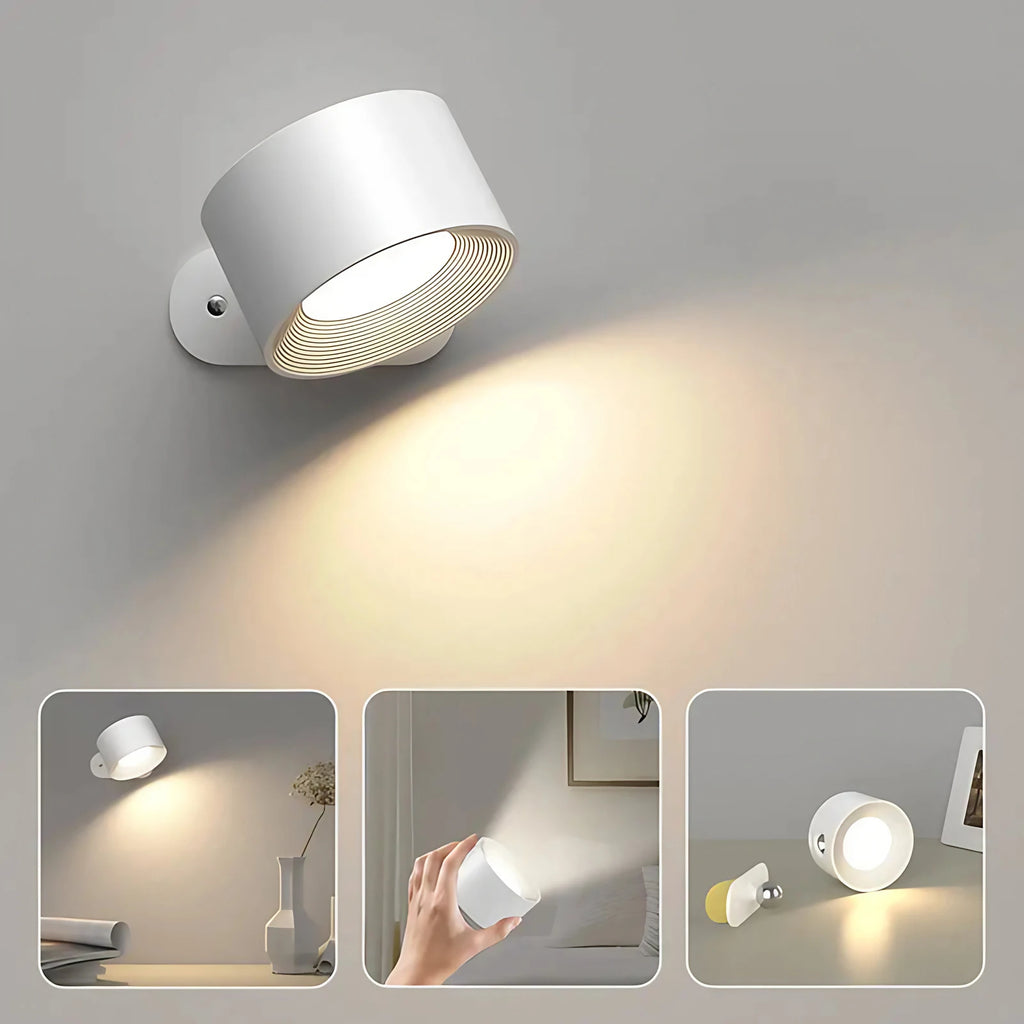 Applique LED sans fil aimantée, orientable à 360°, rechargeable, blanc