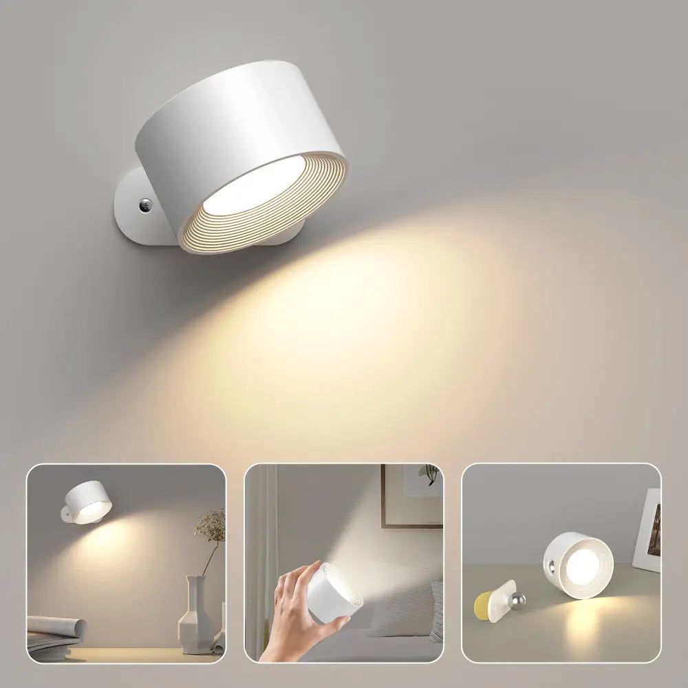 Applique LED sans fil aimantée, orientable à 360°, rechargeable, blanc