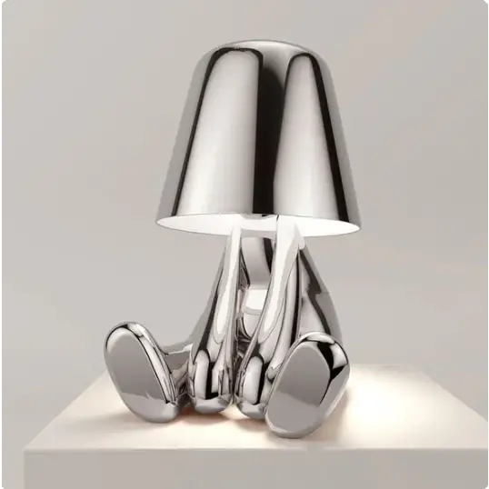 Lampe figurine LED tactile sans fil, rechargeable, doré ou argenté, argenté