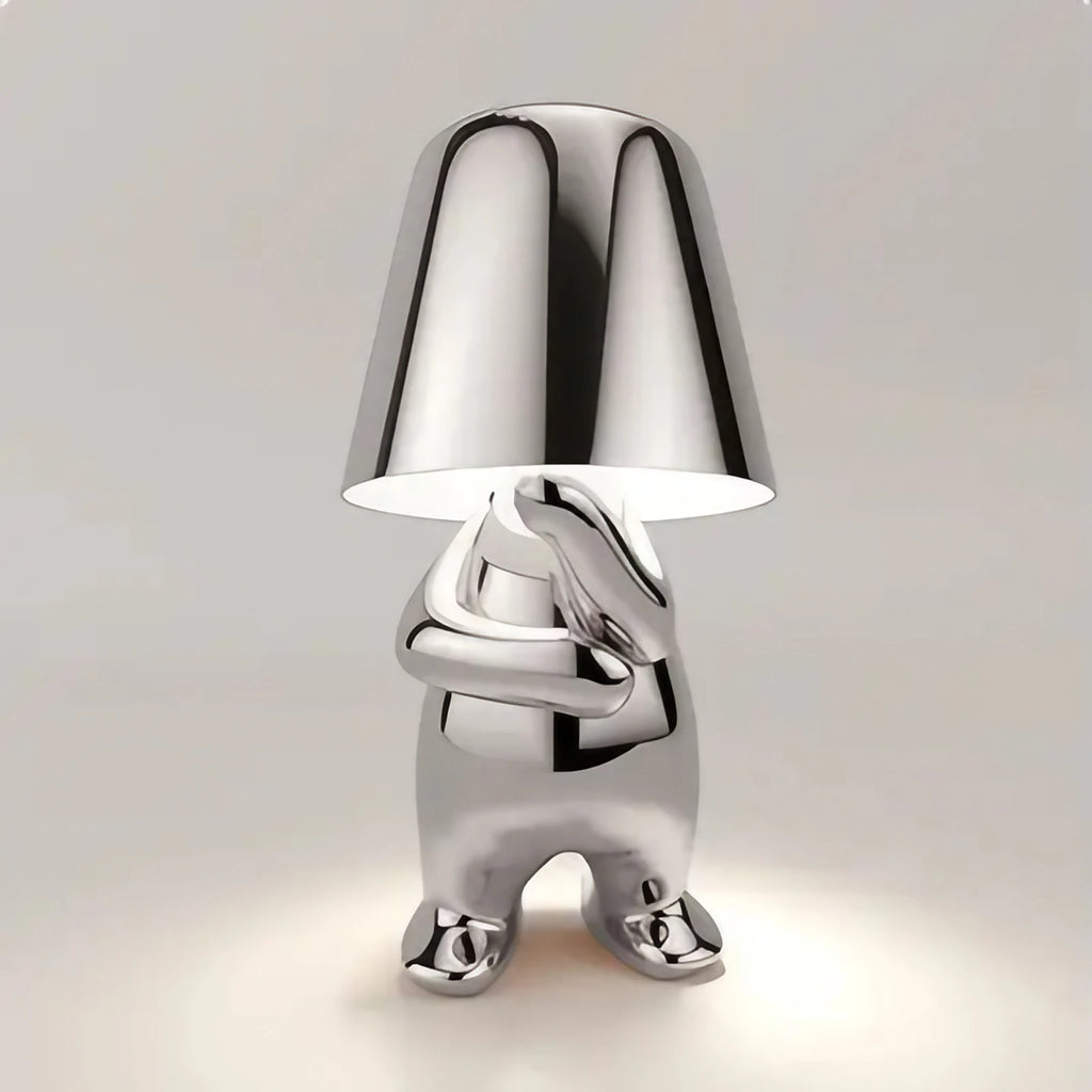 Lampe figurine LED tactile sans fil, rechargeable, doré ou argenté, argenté