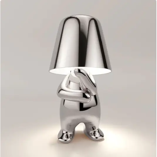 Lampe figurine LED tactile sans fil, rechargeable, doré ou argenté, argenté