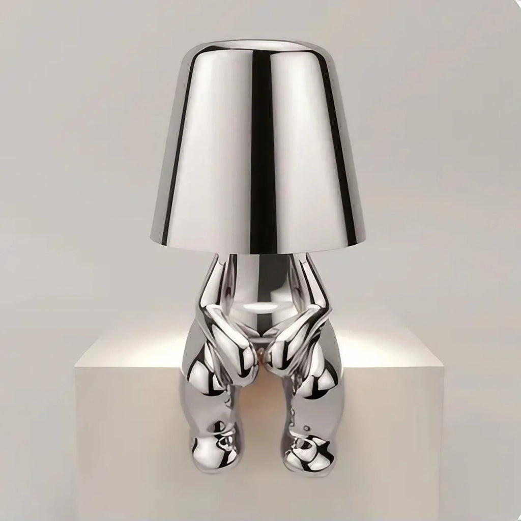Lampe figurine LED tactile sans fil, rechargeable, doré ou argenté, argenté