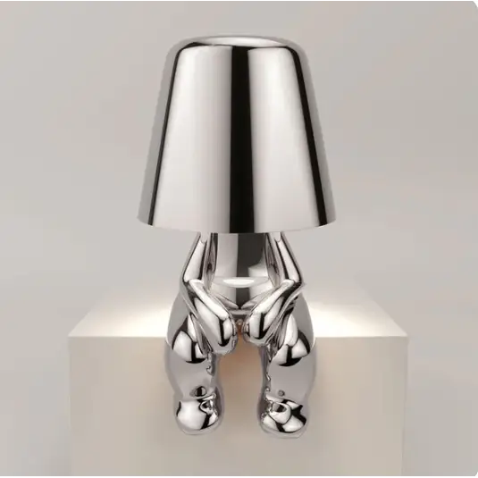 Lampe figurine LED tactile sans fil, rechargeable, doré ou argenté, argenté
