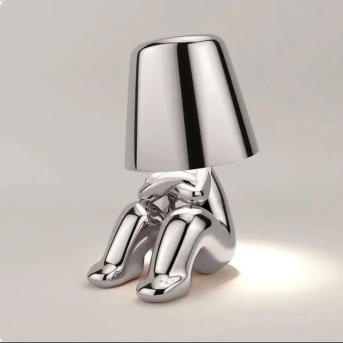 Lampe figurine LED tactile sans fil, rechargeable, doré ou argenté, argenté