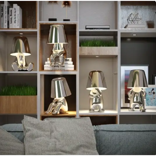Lampe figurine LED tactile sans fil, rechargeable, doré ou argenté