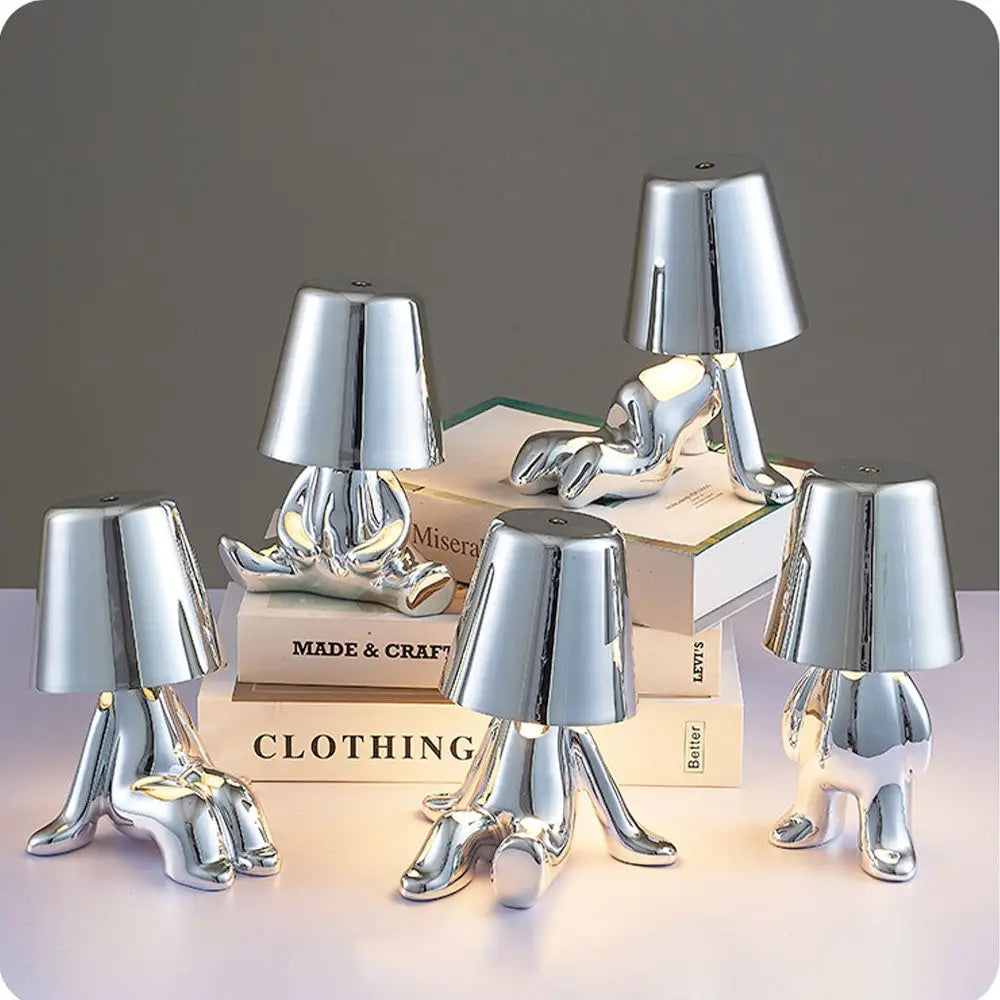 Lampe figurine LED tactile sans fil, rechargeable, doré ou argenté