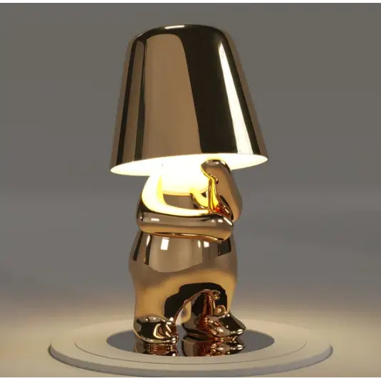 Lampe figurine LED tactile sans fil, rechargeable, doré ou argenté, doré