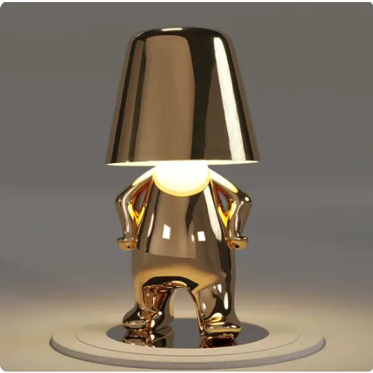 Lampe figurine LED tactile sans fil, rechargeable, doré ou argenté, doré