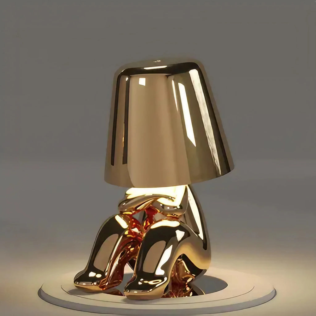 Lampe figurine LED tactile sans fil, rechargeable, doré ou argenté, doré