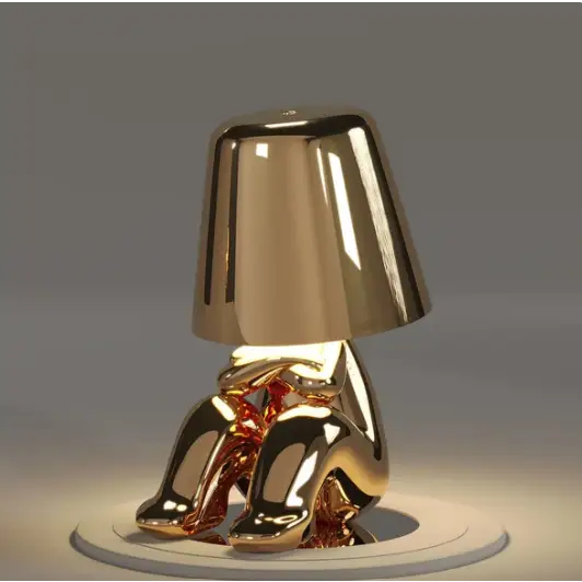 Lampe figurine LED tactile sans fil, rechargeable, doré ou argenté, doré