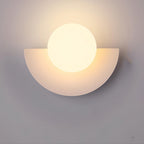 Applique murale demi-cercle en métal ou verre, six coloris, blanc
