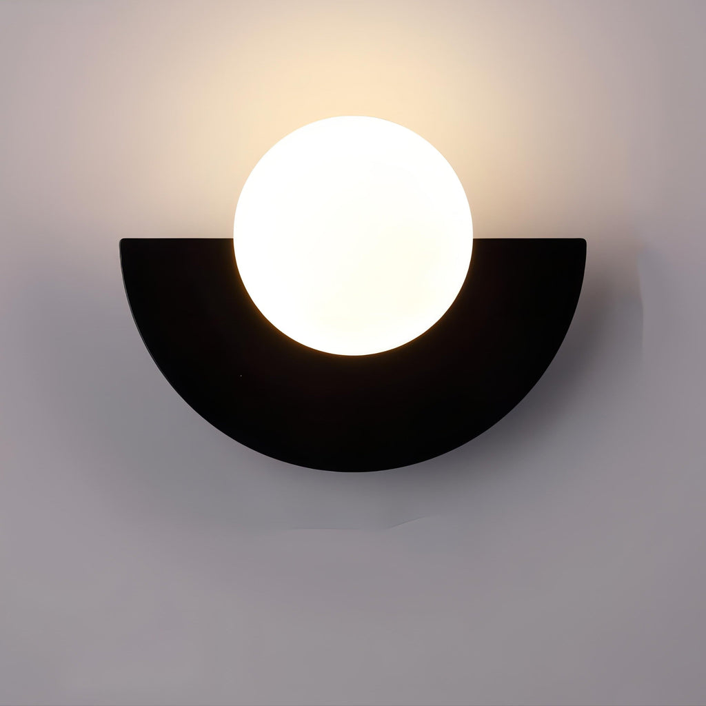 Applique murale demi-cercle en métal ou verre, six coloris, noir
