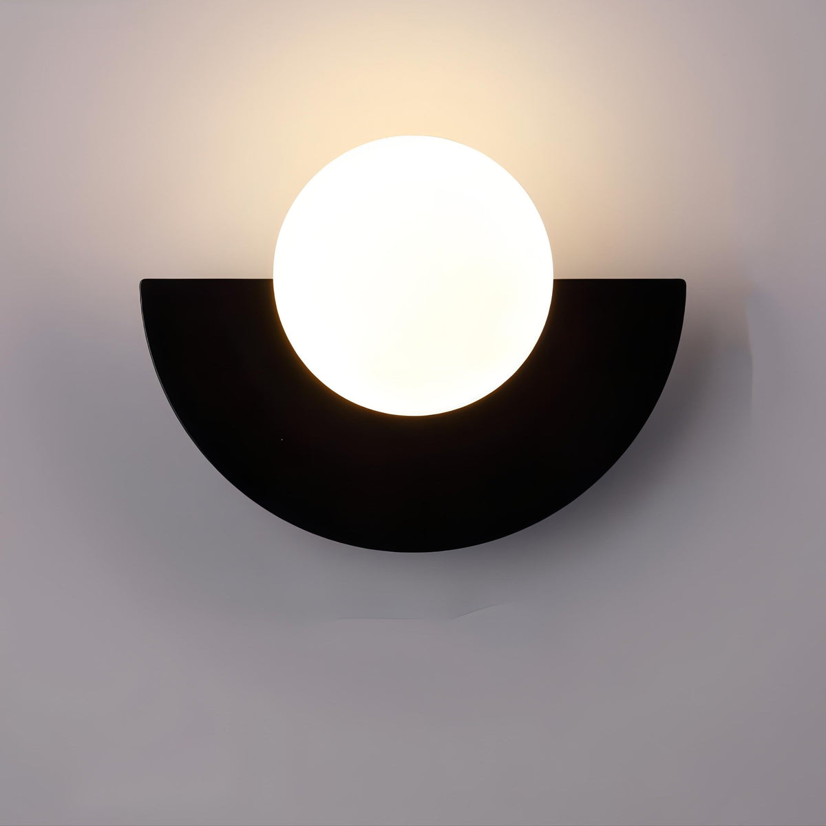 Applique murale demi-cercle en métal ou verre, six coloris, noir