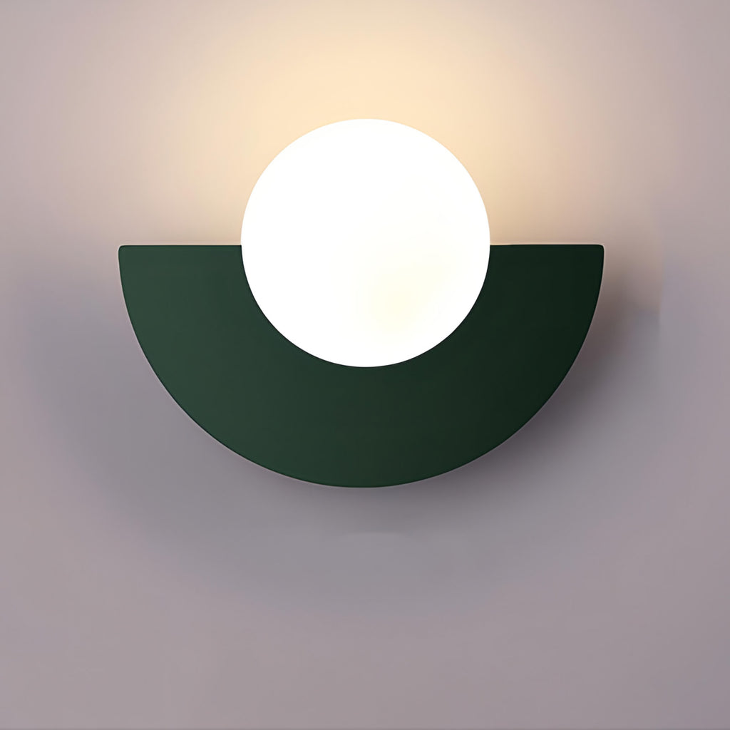 Applique murale demi-cercle en métal ou verre, six coloris, vert