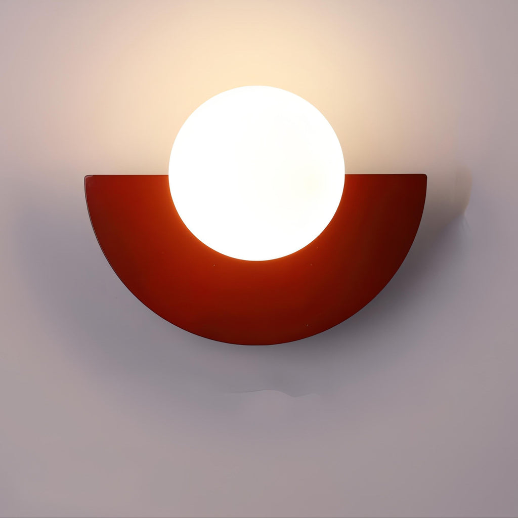 Applique murale demi-cercle en métal ou verre, six coloris, rouge