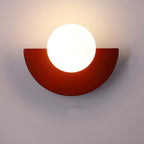 Applique murale demi-cercle en métal ou verre, six coloris, rouge