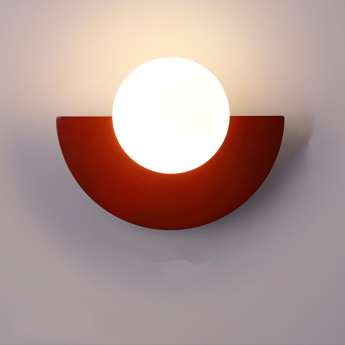 Applique murale demi-cercle en métal ou verre, six coloris, rouge