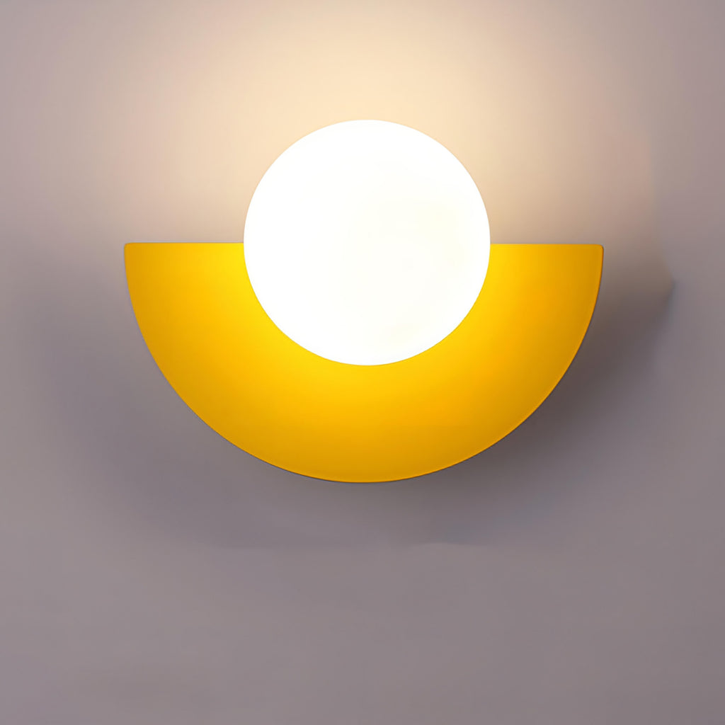 Applique murale demi-cercle en métal ou verre, six coloris, jaune