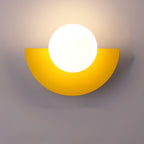 Applique murale demi-cercle en métal ou verre, six coloris, jaune