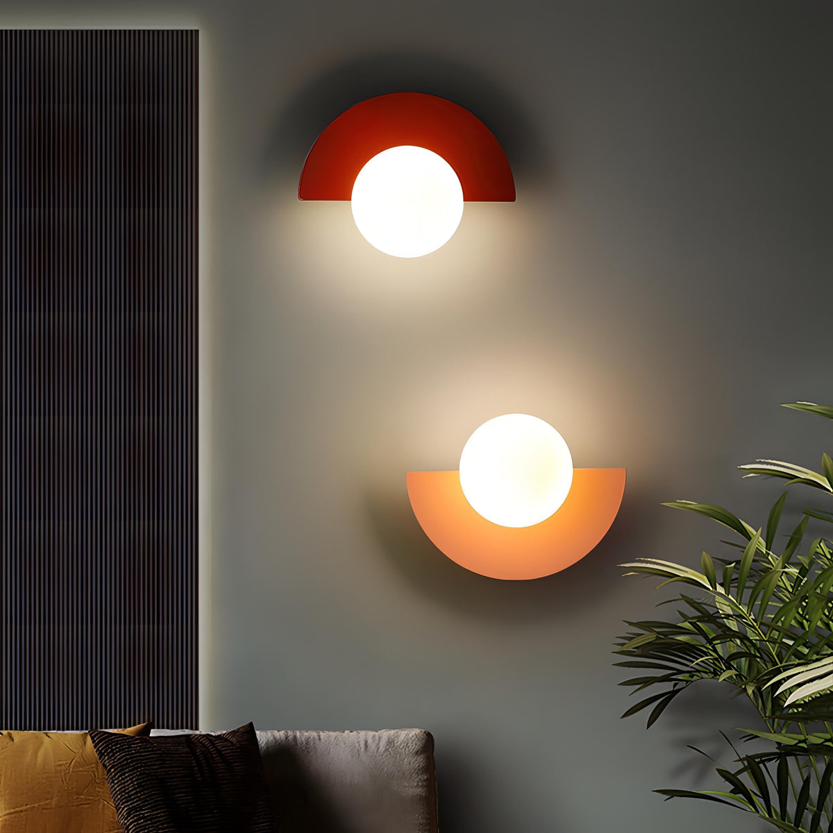 Applique murale demi-cercle en métal ou verre, six coloris