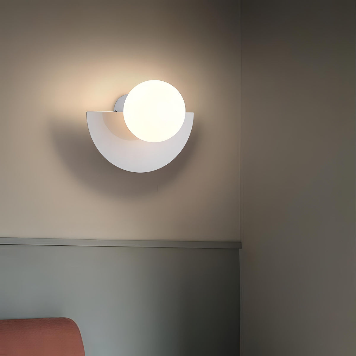 Applique murale demi-cercle en métal ou verre, six coloris