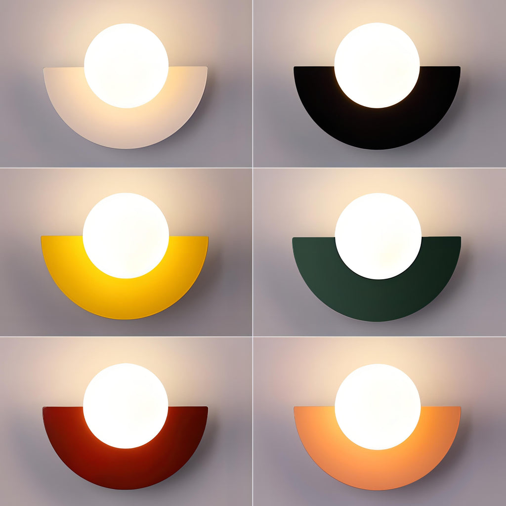 Applique murale demi-cercle en métal ou verre, six coloris
