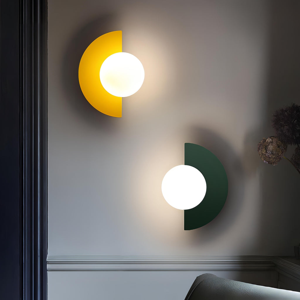 Applique murale demi-cercle en métal ou verre, six coloris