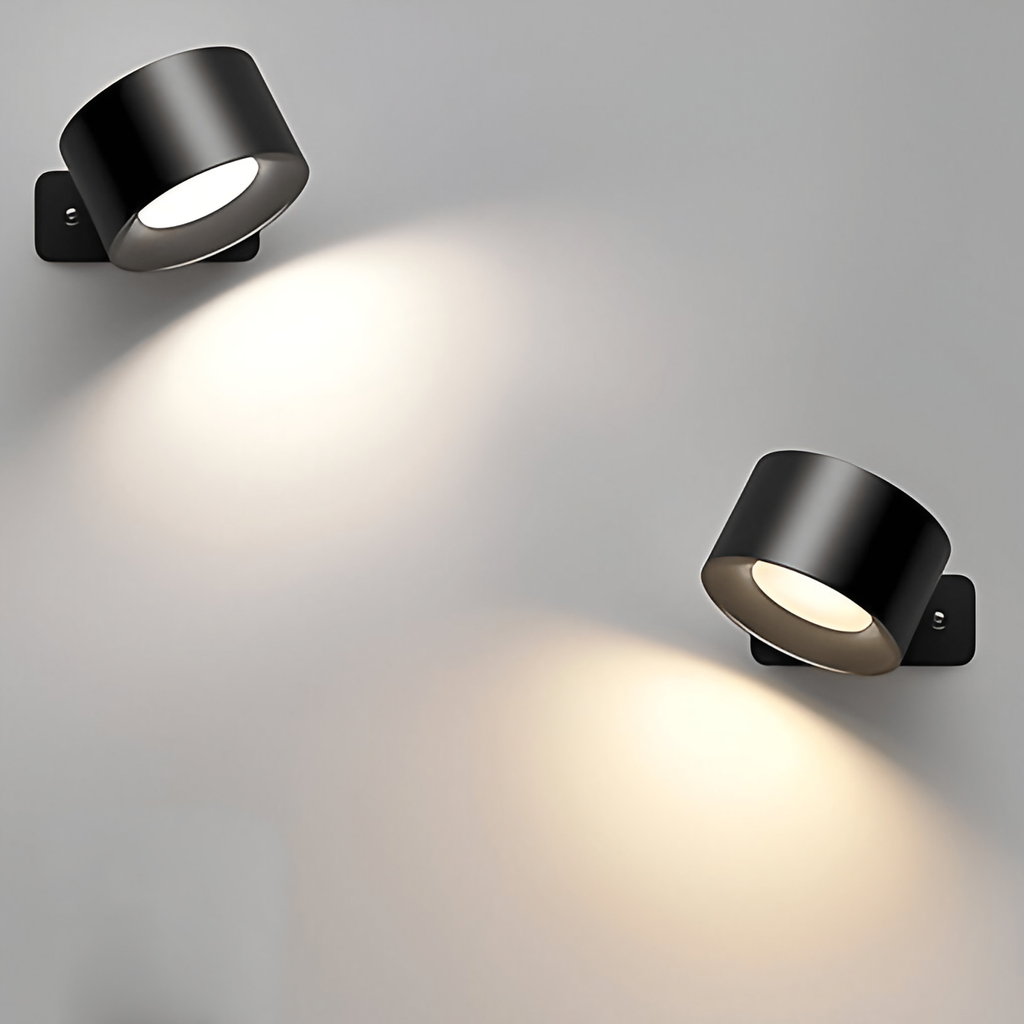 Applique murale LED sans fil adhésive, rechargeable par USB, noir