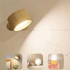 Applique murale LED sans fil adhésive, rechargeable par USB, effet bois