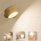 Applique murale LED sans fil adhésive à piles, 20 cm, bois