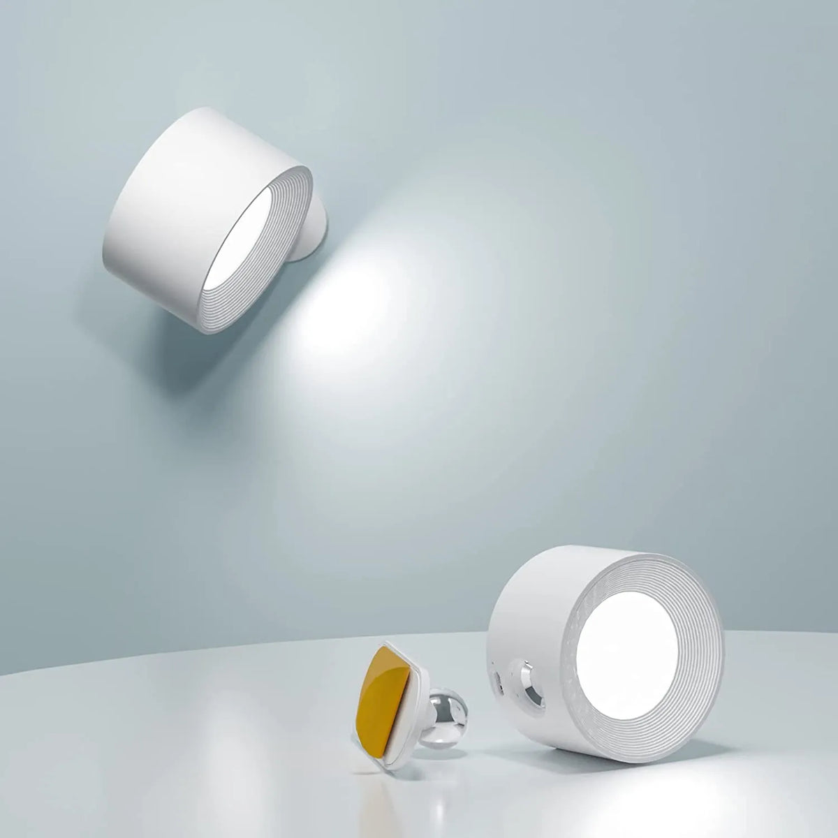Applique murale LED sans fil adhésive à piles, 20 cm, blanc