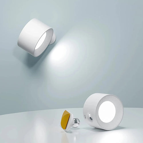 Applique murale sans fil magnétique, orientable à 360°, blanc