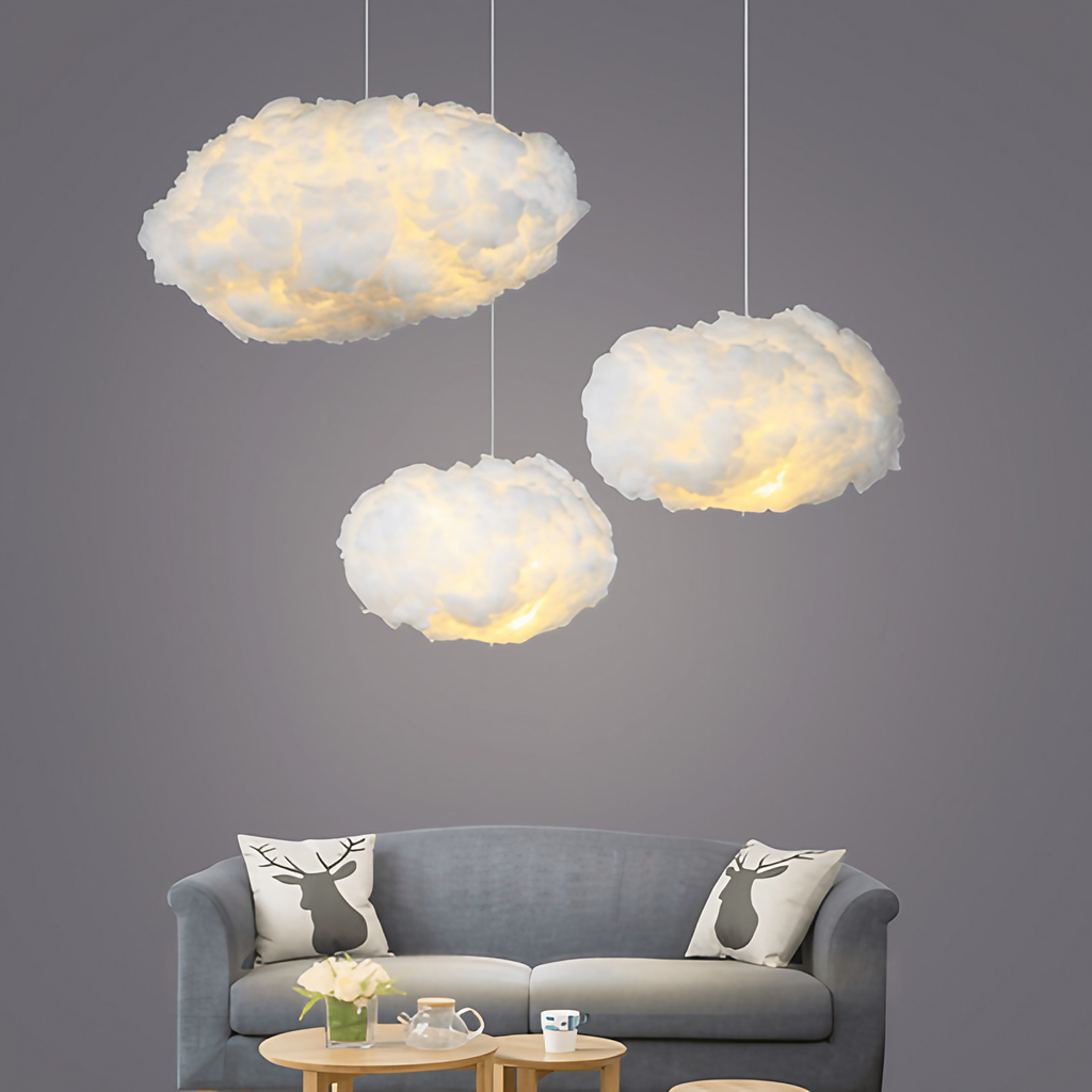 Lampe en forme de nuage, fourrure synthétique, 40 ou 60 cm