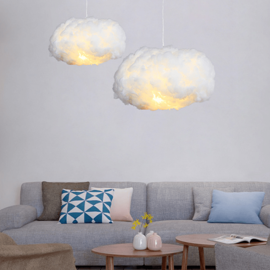 Lampe en forme de nuage, fourrure synthétique, 40 ou 60 cm