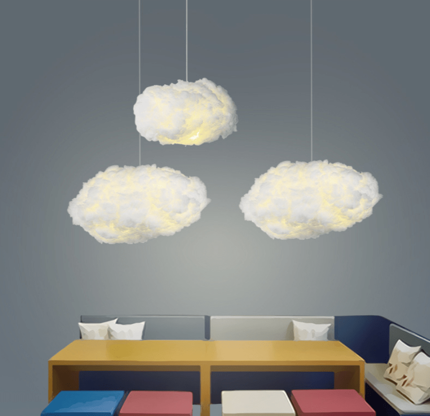Lampe en forme de nuage, fourrure synthétique, 40 ou 60 cm