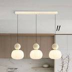 Suspension Art déco, une ou trois têtes, douille G9, beige