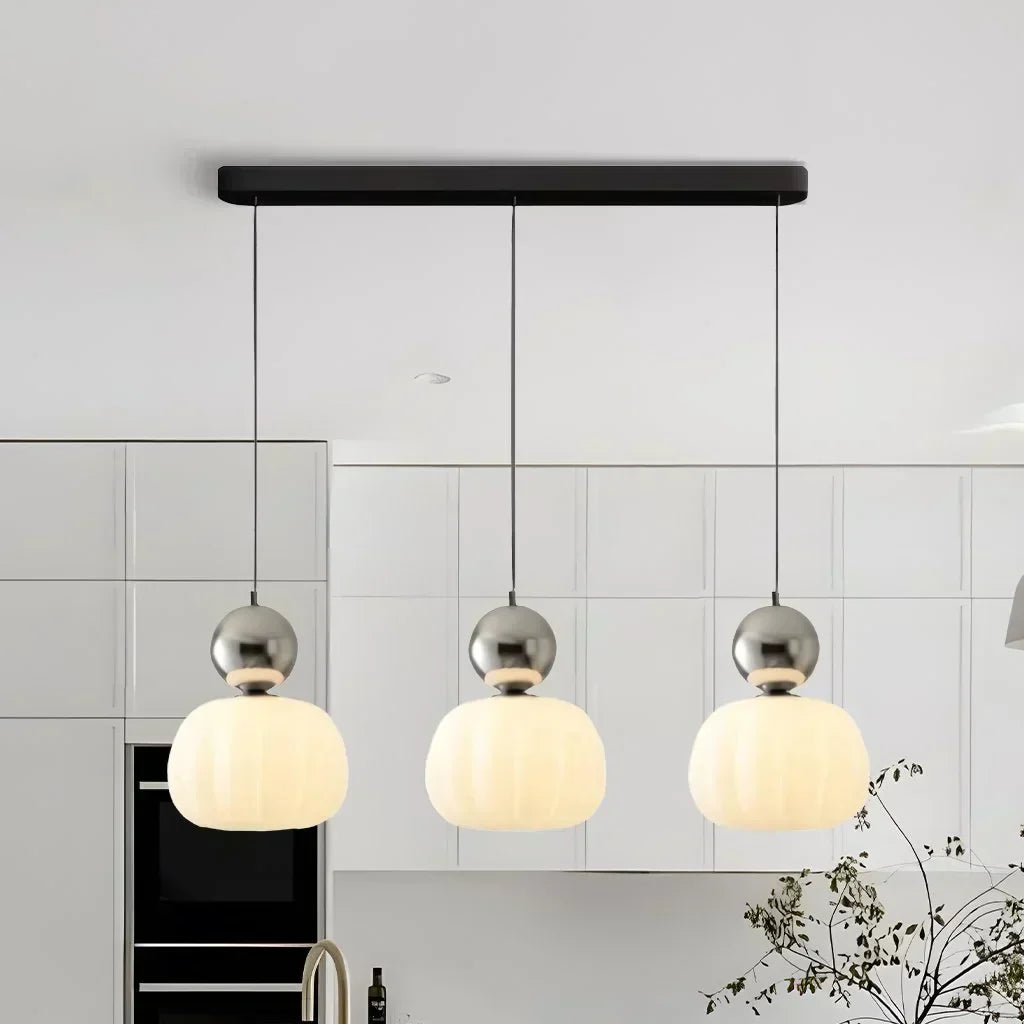 Suspension Art déco, une ou trois têtes, douille G9, argenté
