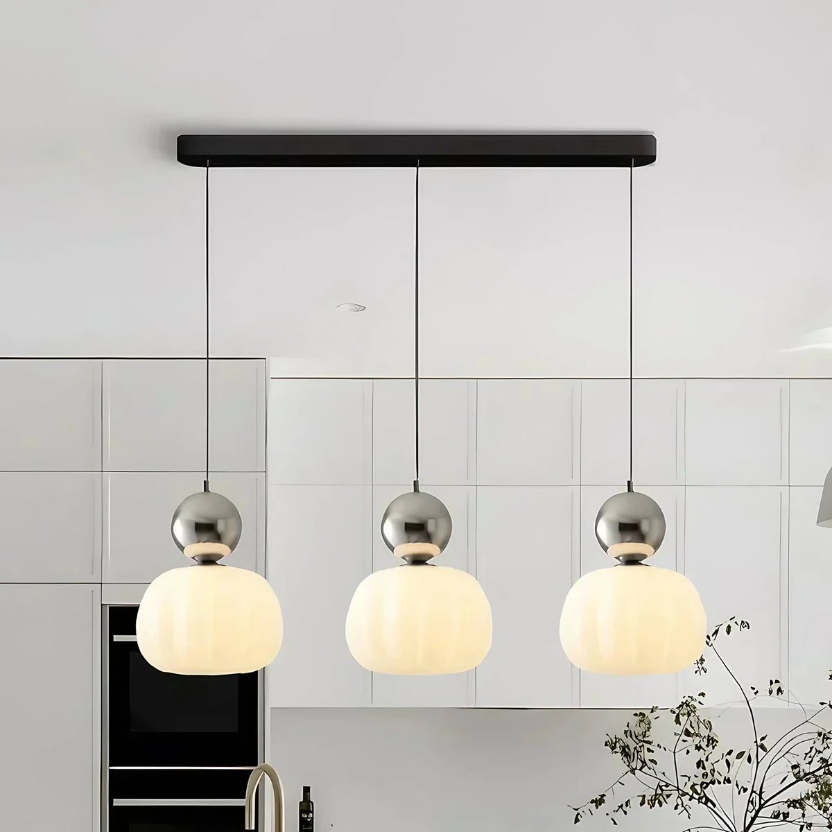 Suspension Art déco, une ou trois têtes, douille G9, argenté