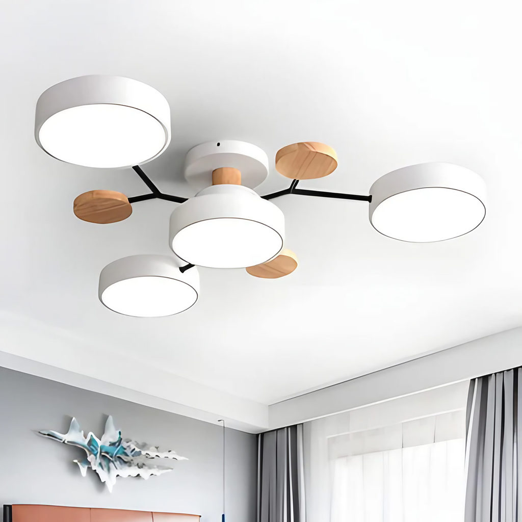 Plafonnier LED rond à 4, 5 ou 6 modules lumineux, quatre coloris, blanc
