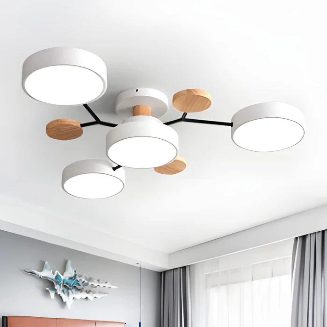 Plafonnier LED rond à 4, 5 ou 6 modules lumineux, quatre coloris, blanc