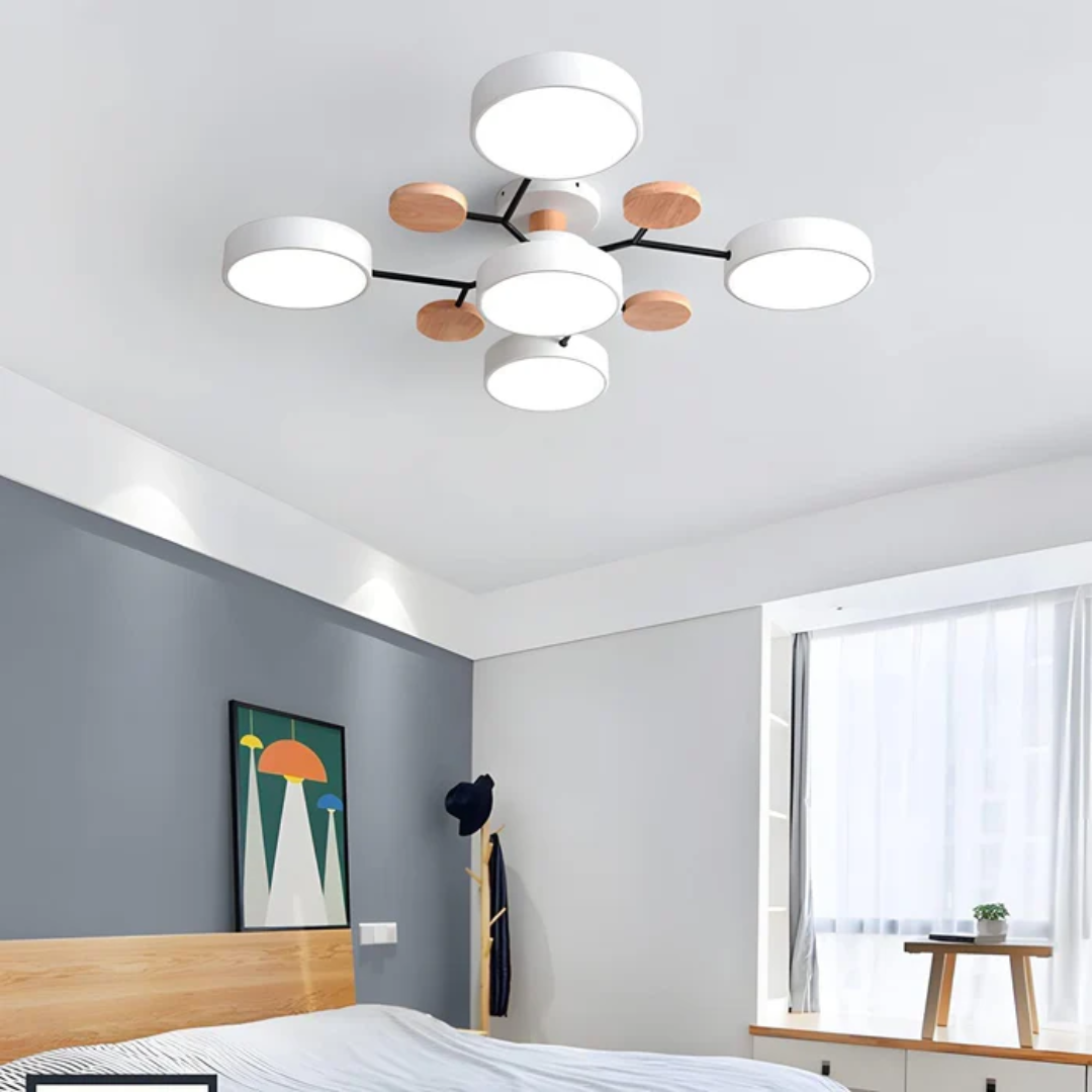 Plafonnier LED rond à 4, 5 ou 6 modules lumineux, quatre coloris, blanc