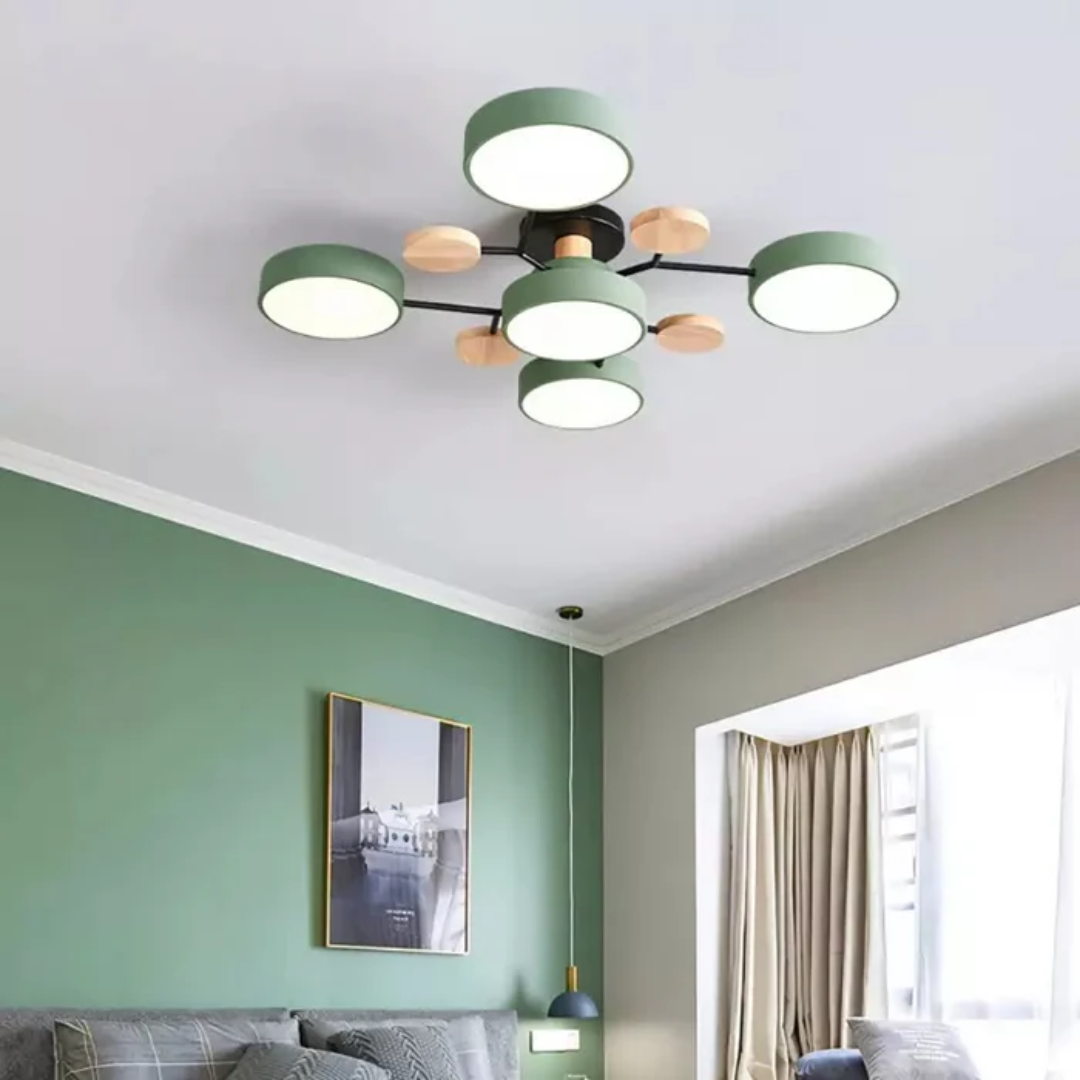 Plafonnier LED rond à 4, 5 ou 6 modules lumineux, quatre coloris, vert