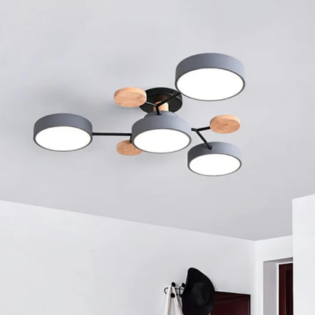 Plafonnier LED rond à 4, 5 ou 6 modules lumineux, quatre coloris, gris