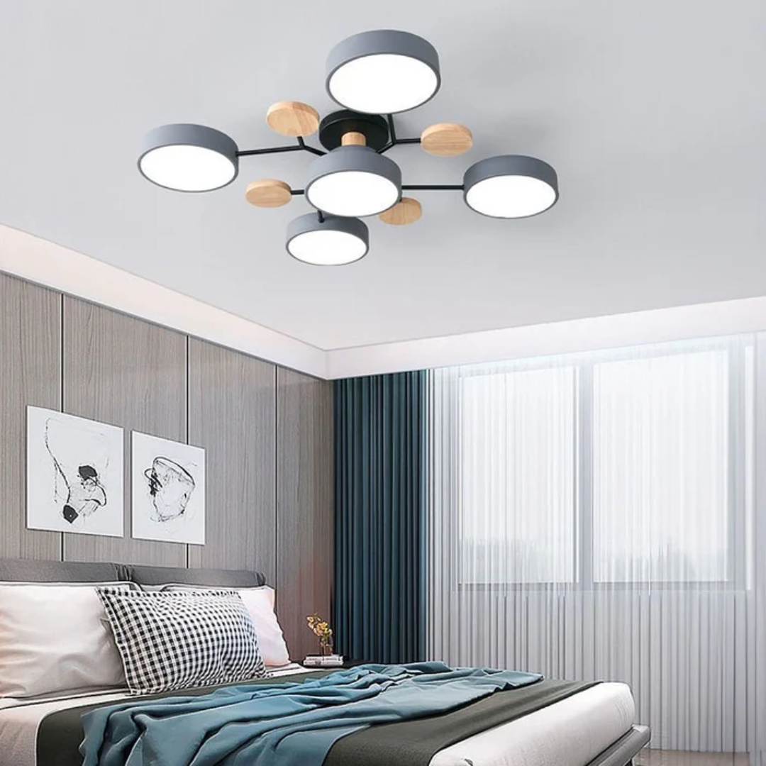 Plafonnier LED rond à 4, 5 ou 6 modules lumineux, quatre coloris, gris