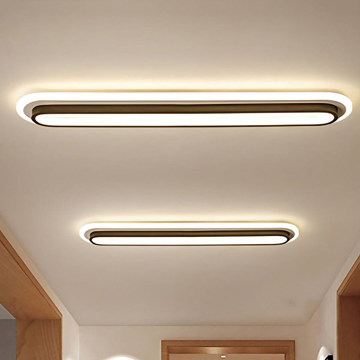Plafonnier LED ovale en métal et acrylique, 49 ou 54 cm